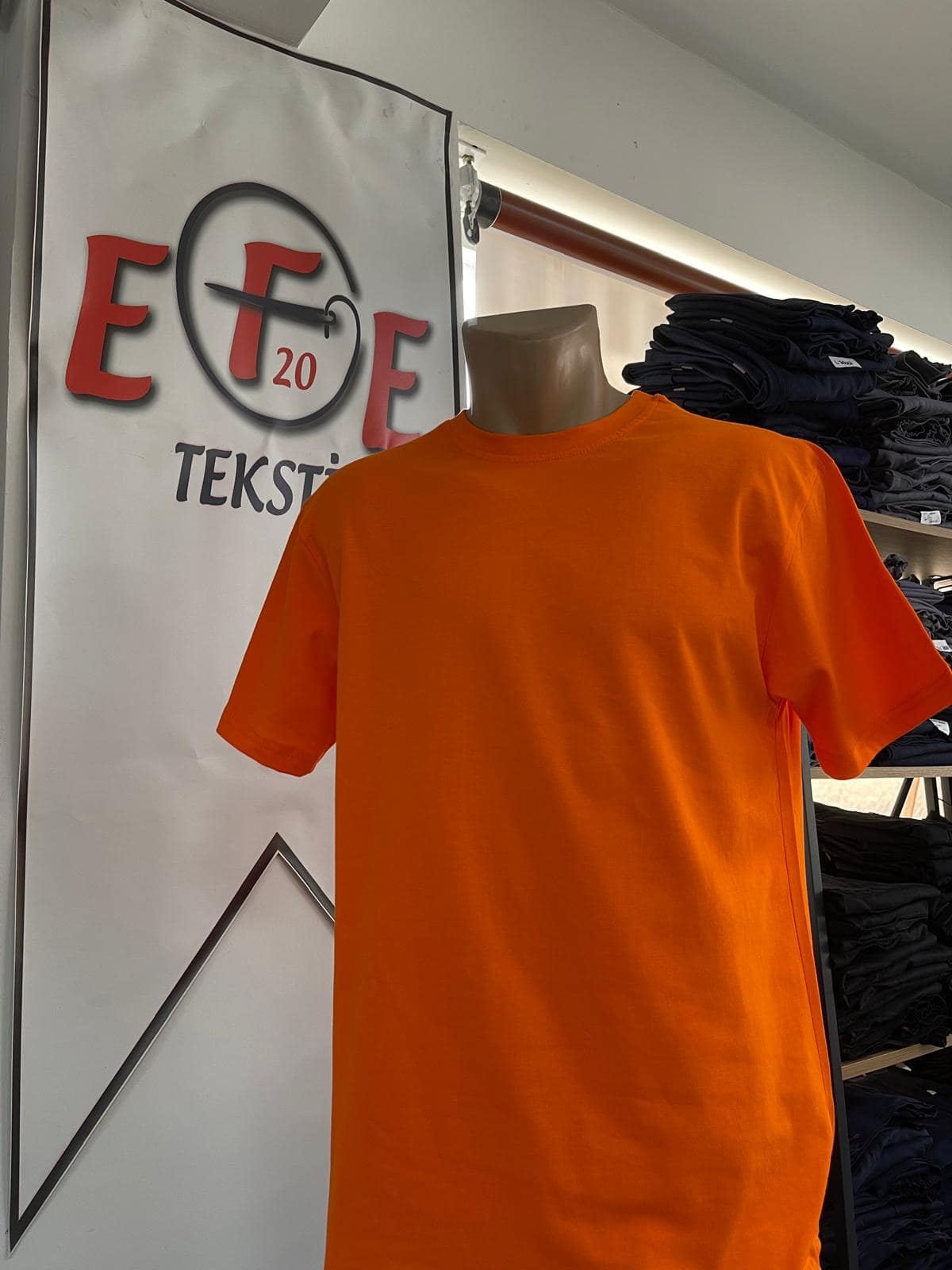 Sıfır Yaka T-Shirt -Turuncu Renk