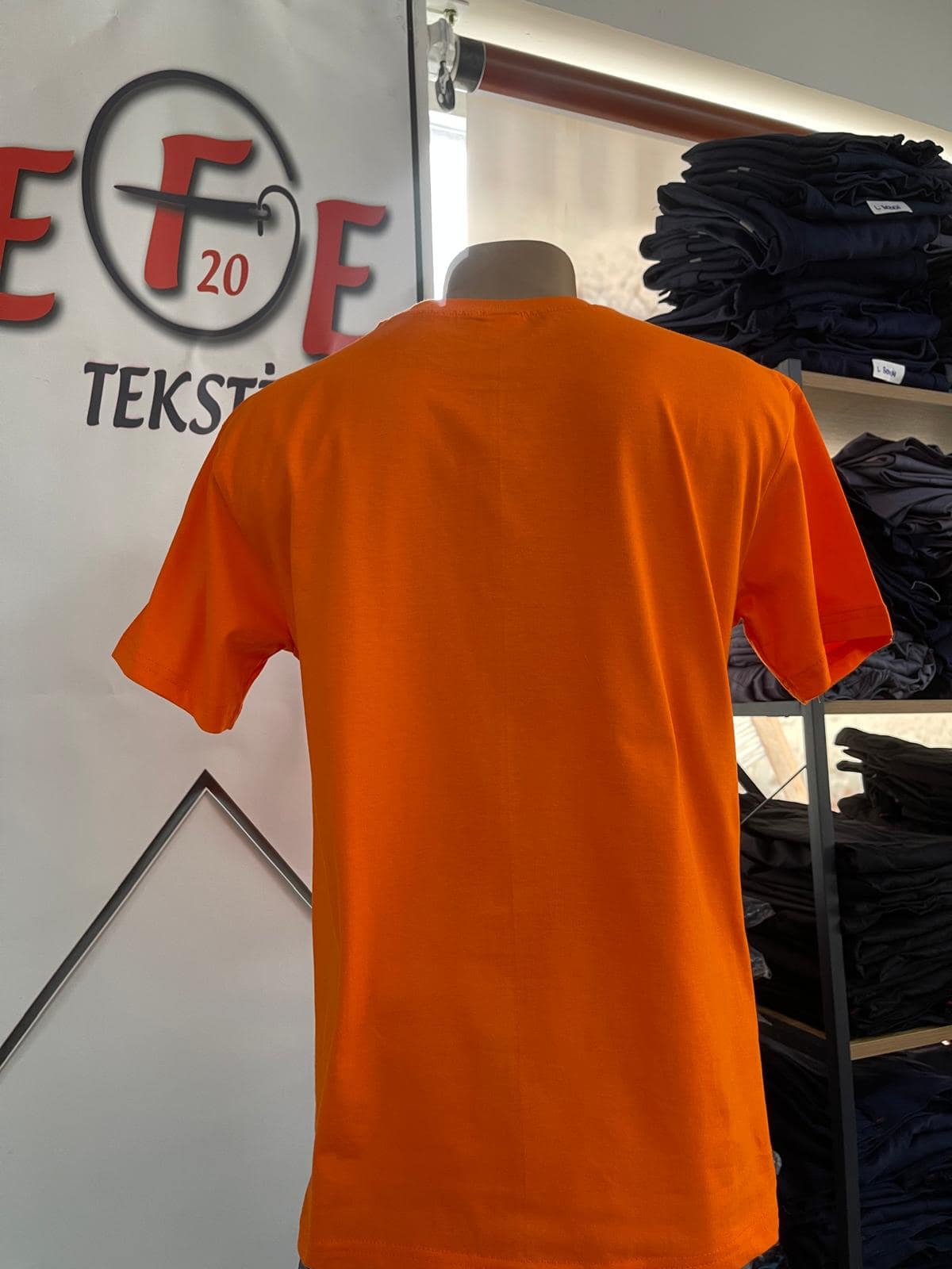 Sıfır Yaka T-Shirt -Turuncu Renk - Görsel 3
