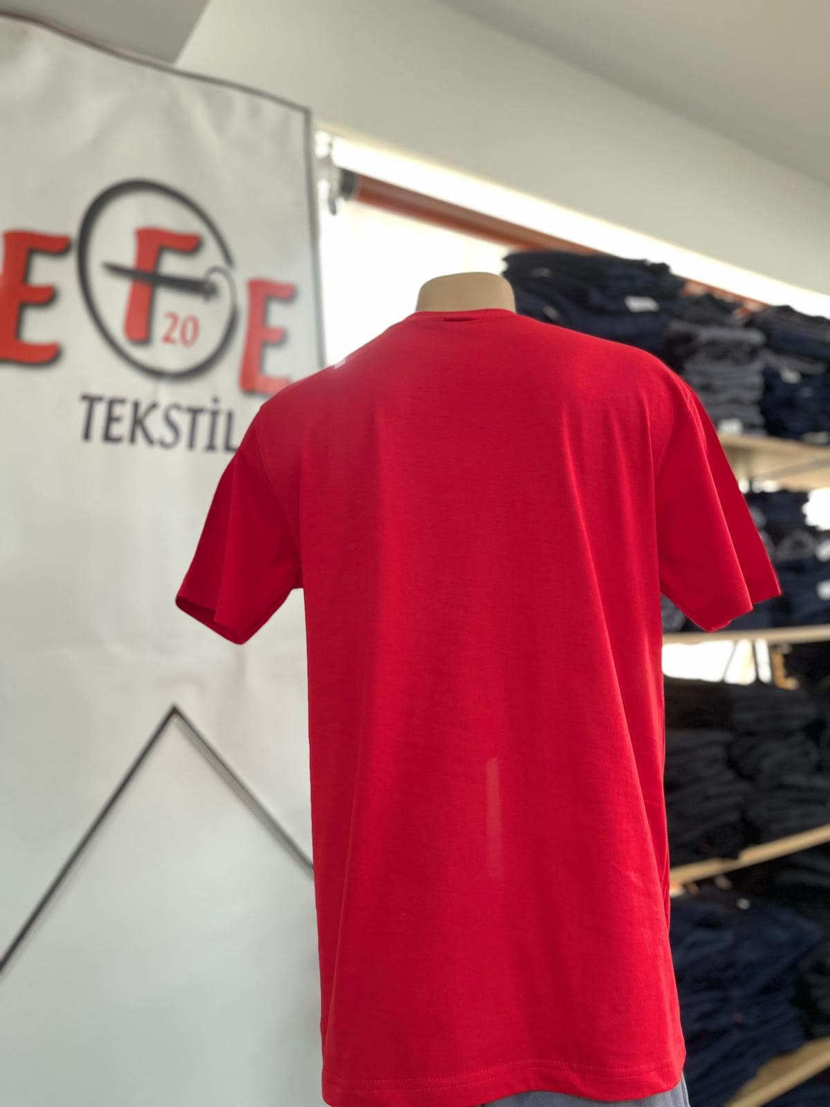 Sıfır Yaka T-Shirt -Kırmızı Renk - Görsel 2